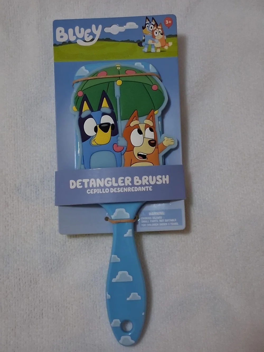 Bluey Kids Detangler Brush - Light Blue Cloud Design